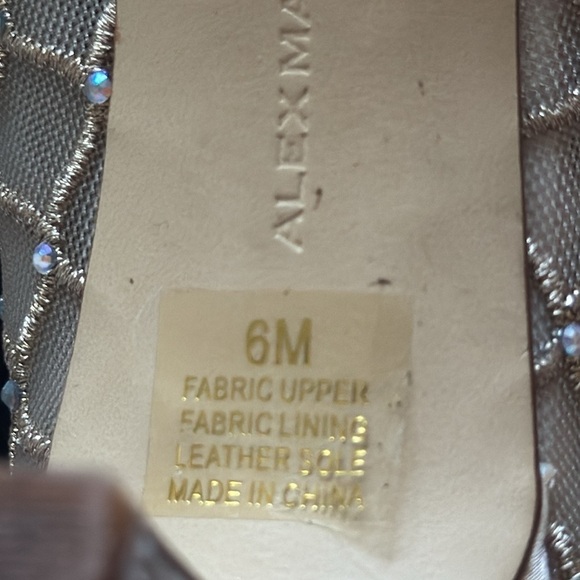 Alex Marie gold beaded leather sole peek toe satin party shoes Sz 6 M - Picture 7 of 8